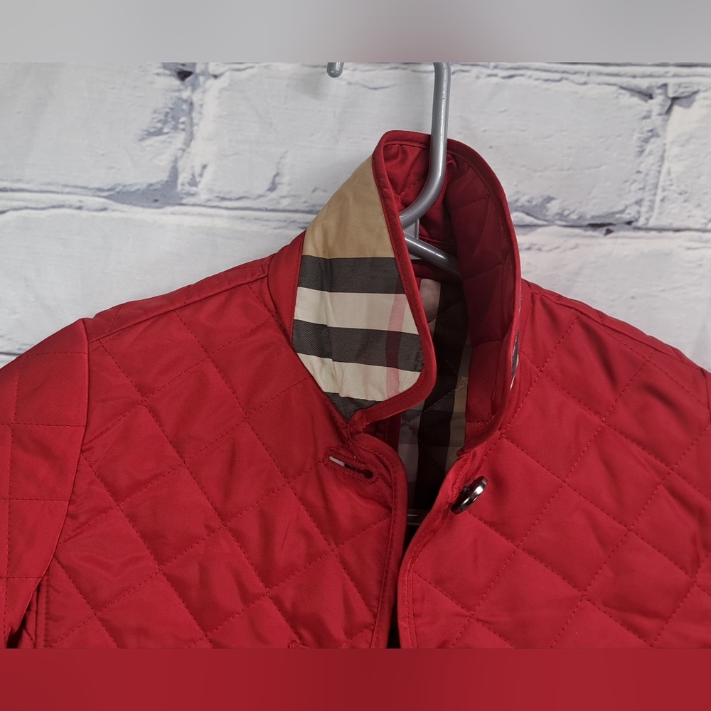 Burberry Girls Mini Westbury Quilted Jacket Military Red Nova Check Size 4Y - Picture 10 of 12